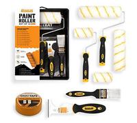 10 Pieces Paint Roller Set - Includes A Paint Tray, Brush, Large And Mini Rollers & Sleeves, Paint Repellent Masking Tape, Multipu