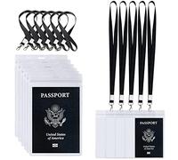 10 Pieces Passport Id Badge Holder with Black Lanyard 4 x 6 inch Transparent ID Badge Holders Vertical Waterproof PVC Extra Large Name Badge Holder for Cash Tickets Receipts