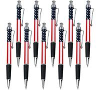 10 Pieces Patriotic Pens American Flag Ballpoint Pens Retractable Juth of 4th Ball Pens Black Ink Pens for Soldiers Students Nurses Military Party Favors