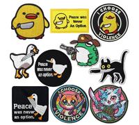 10 Pieces Peace was Never an Option& I Choose Violence Trendy Tactical Funny Morale Embroidery Loop and Hook Emblem Applique Patches for Uniforms Caps Backpacks Bags Vest Jackets