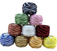 10 Pieces Pearl Crochet Cotton Crochet Thread Ball Yarn Assorted Color Size 8 Pearl Cotton Balls Projects, Blankets, Glove and Applique (10 Grams Each Ball) (Dual-Tone)