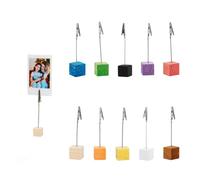 10 Pieces Photo Holder,Table Card Holders,Memo Clip,Crocodile Clipphoto Display Holders,Alligator Clips with Wooden Base,Vertical Note Cube for Tables,Shop Display Price Tag,Wedding Party