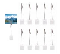 10 Pieces Photo Holder,Table Card Holders,Memo Clip,Crocodile Clipphoto Display Holders,Alligator Clips with Wooden Base,Vertical Note Cube for Tables,Shop Display Price Tag,Office and Wedding Party