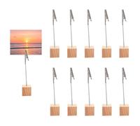 10 Pieces Photo Holder,Table Card Holders,Memo Clip,Crocodile Clipphoto Display Holders,Alligator Clips with Wooden Base,Vertical Note Cube for Tables,Shop Display Price Tag,Wedding Party