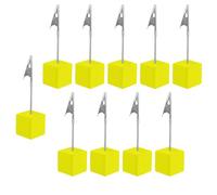 10 Pieces Photo Holder,Table Card Holders,Memo Clip,Crocodile Clipphoto Display Holders,Alligator Clips with Wooden Base,Vertical Note Cube for Tables,Shop Display Price Tag,Wedding Party (Yellow)
