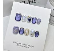 10 Pieces Pink French Handmade Nails Short French Handmade Nails for Women and Girls Whitening Nail Stickers False Nails(446XS)