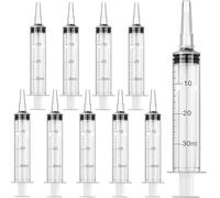 10 Pieces Plastic Syringes Liquid Measuring Syringes Needle-less Syringes for Epoxy Resin Crafts Science Laboratory Feeding Pet Animal Oil or Glue Applicator (30ml)