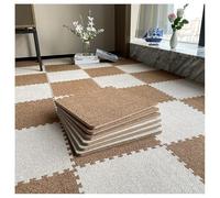 10 Pieces Plush Foam Floor Mat Square Interlocking Carpet Tiles With Border Fluffy Floor Protection Mat Floor Tiles Soft Climbing Area Rugs For Bedroom(Dark brown+light brown,10 pcs)