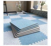 10 Pieces Plush Foam Floor Mat Square Interlocking Carpet Tiles With Border Fluffy Floor Protection Mat Floor Tiles Soft Climbing Area Rugs For Bedroom(Light blue+white,30pcs)