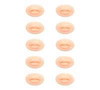 10 Pieces Practice Lips, Open Mouth Silicone 3D Fake Lips for Semi-permanent Training (Light Beige)