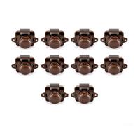10 Pieces Push Button Catch Lock with Spring Up Latch Knob for Cabinet Doors and Drawers, Compatible with 14 16mm Thick Plates, ABS Zinc Alloy (Brown)