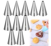 10 Pieces Round Piping Tips Set, 10 Sizes Professional Stainless Steel Cupcake Frosting Nozzles Tool, Small Decorating Icing Tip, Cake Writing Icing Decorating Tool for Cookies Cupcake