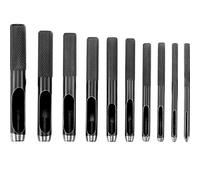 10 Pieces Round Steel Hollow Punch Set 1 mm to 10 mm Leather Craft Hollow Hole Punch Tools for Leather, Watch Band, Gasket Belt, Shoe, Fabric, Canvas Clothes, Eyelet