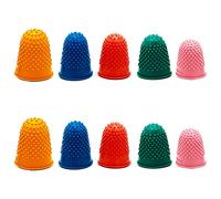 10 Pieces Rubber Finger Tips Office Rubber Thimbles Silicone Thimble Gripper Thick Reusable Finger Protector Fingertip with a Box for Money Counting Collating Writing Sorting in 5 Sizes and Colors
