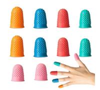10 Pieces Rubber Thimbles Colourful Rubber Finger Thimbles Reusable Rubber Thimble Finger Tips Protection Flexible Rubber Thimble Rubber Finger Protectors Money Counting Writing