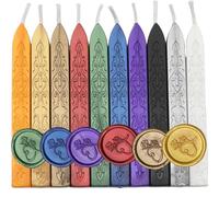 10 Pieces Sealing Wax Sticks with Wicks for Wax Seal Stamp, Assorted Colors Wax Seal Sticks With Wicks are Great for Wedding Invitations, Packaging Decoration,Gift Ideas (10)