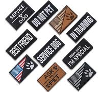 10 Pieces Service Dog Patches Ask to Do Not Pet Patch Vest Removable Tactical Pet in Training Hook and Loop Harness American Flag Patch Set (Delicate Style)