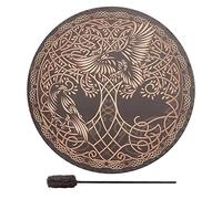10 Pieces Shamanic Drum | Tree-of-Life Decoration Bags with Drumstick,Handmade Siberian Drum Sound Healing Tool, Symbol of Siberian Drum Spiritual Music Hepvet
