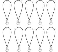 10 Pieces Silver Tone Black Lanyard Cell Phone Charm Split Ring Strap, Clasp Lariat Cord Strap For Mobile Cell Phone/Mp3/Mp4/Usb Flash Drive//Keyrin Clever Design, Cell Phone Charms