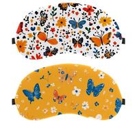 10 Pieces Sleep Mask for Side Sleeper Men Women, Colorful Butterfly and Flower Yellow Background Light Blocking Eye Mask Cover Eyeshade with Adjustable Strap, Night Blindfold