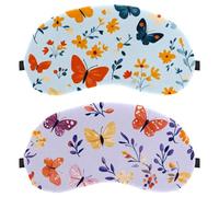 10 Pieces Sleep Mask, Light Blocking Sleeping Eye Mask for Women Men, Colorful Butterfly and Flower Purple Background Night Blindfold, Breathable Eye Mask Cover