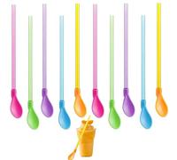 10 Pieces Slush Straws, Colored Straw Spoon 2 in 1, Reusable Straws, Colourful Creative Straw Spoon, Multi-Functional Straws, Easy to Clean for Smoothie, Milkshake, Cocktails, Coffee and Hot Drinks