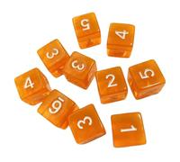 10 Pieces Square Corner Polyhedral Dices D6 Dice 16mm Straight Edge Acrylic 6 Sided Number Dice Game Dices for Board Games, Parties, Math Teaching - Clear,Orange