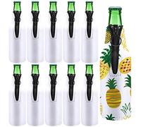 10 Pieces Sublimation Blanks Beer Bottle Cooler Sleeves White Neoprene Sleeve with Zipper Beer Sleeves for Bottles Can Cooler Insulator Glass Bottle Cover Sleeve Neck Beer Holder for 12 oz Bottle