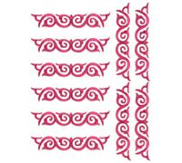 10 Pieces Swirl Embroidered Applique with Gold Trimming Scroll Iron on Patch Vine Border Lace Fringe Edge for Medieval Costume Wedding Dress Pillow Sewing Accessories (Hot Pink)