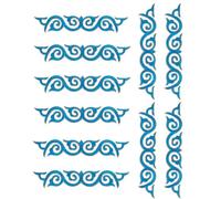 10 Pieces Swirl Embroidered Applique with Gold Trimming Scroll Iron on Patch Vine Border Lace Fringe Edge for Medieval Costume Wedding Dress Pillow Sewing Accessories (Sky Blue)