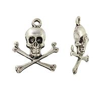 10 Pieces Tibetan Silver Skull & Croosbones Charms Pendants Beads Arts & Crafts