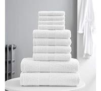 10 Pieces Towel Bale Sets 100% Natural Egyptian Cotton Towels Bale Set 500 GSM Super Soft Extra Absorbent Face Hand and Bath Towels Sets (White)
