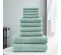 10 Pieces Towel Bale Sets 100% Pure Egyptian Cotton Premium Hotel Quality Towels Bale Set 500 GSM Super Soft Extra Absorbent 4 Face 4 Hand 2 Bath Towels Sets Bathroom Accessories (Duck Egg)