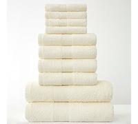 10 Pieces Towel Bale Sets 100% Pure Egyptian Cotton Premium Hotel Quality Towels Bale Set 500 GSM Super Soft Extra Absorbent 4 Face 4 Hand 2 Bath Towels Sets Bathroom Accessories (Cream)