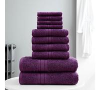 10 Pieces Towel Bale Sets 100% Pure Egyptian Cotton Premium Hotel Quality Towels Bale Set 500 GSM Super Soft Extra Absorbent 4 Face 4 Hand 2 Bath Towels Sets Bathroom Accessories (Purple)