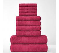 10 Pieces Towel Bale Sets 100% Pure Egyptian Cotton Premium Hotel Quality Towels Bale Set 500 GSM Super Soft Extra Absorbent 4 Face 4 Hand 2 Bath Towels Sets Bathroom Accessories (Deep Red)