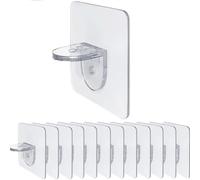 Mr.Gadget's Solutions 10 Pieces Transparent Adhesive Pegs Punch,Free Shelf Self Adhesive Hooks Clapboard Sticker,Punch-Free Wardrobe Partition Holder Shelf Support for Kitchen,Bathroom