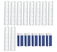 10 Pieces Transparent Plastic Ruler, 5 Pieces White Eraser, Measuring Tools, Student Stationery Set, Suitable for Office and School.