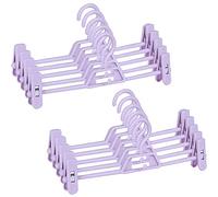 10 Pieces Trouser Hangers, Skirt Hangers with Clips, Adjustable Multifunctional Hangers for Home, Durable Plastic Hangers for Pants, Jeans, Pants, Skirts (Purple)