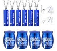 10 Pieces Urn Necklace for Ashes Cremation Urn Set for Ashes Sharing Urns for Human Adult Female Male Mini Keepsake Urns Waterproof Memorial Ash Holder (10Pcs-Blue)