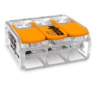 10 Pieces Wago 221-413 Connection Terminal 3 Wires with Lever 0,2-4 qmm Small Design, Transparent