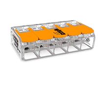 10 Pieces Wago 221-615 Connection Terminal 5 Wires with Lever 0.5-6 qmm Small Design, Transparent