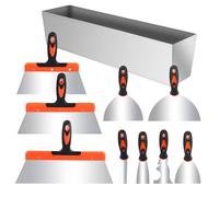 10 Pieces Wallpaper Scraper Set,Plastering Tools Set,Stainless Steel Drywall Hand Tool 14" Mud Pan,Taping Knife,Putty Knife with Soft Handle, Plastering Tools for Drywall