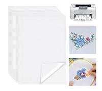 10 Pieces Water Soluble Embroidery Paper, A5 Water Soluble Stabilizer, Dissolvable Embroidery Paper, Stick and Stitch Embroidery Paper for Machine Embroidery and Hand Stitching