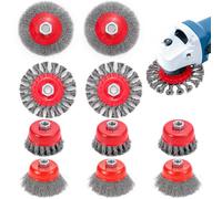 10 pieces wire brush for angle grinder, with M14 x 2 thread, available in diameters: 75 mm and 100 mm, steel brush wire wheel ideal for cleaning, rust removal and grinding. (2 combinations)