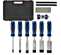 10 Pieces Wood Chisel Set Cr-V Construction for Woodworking Carving PVC High Impact Handle, with Carrying Case