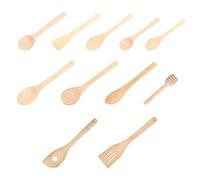 10 Pieces Wooden Cutlery, 1 Piece Honey Stick, Portable Cutlery Set, Lunch Cutlery Set, Kitchen Helper Set, Reusable Cutlery Set, Kitchen Accessories