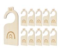 10 Pieces Wooden Dividers for Baby Wardrobe, Sizes 50 to 104, Cute and Practical Clothes Dividers, Premium Wooden Dividers, Divided by Clothes Size, Rainbow Decorations, DIY on the Back (10)