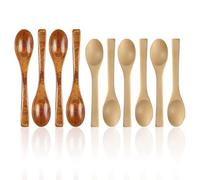 10 Pieces Wooden Round Spoon, Wooden Honey Spoon, Baking Tea Spoon, Coffee Spoon, Long Handle Rice Spoon, Small Soup Spoon, Wooden Mixing Spoon, Condiment Spoon