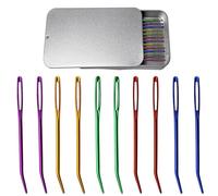 10 Pieces Yarn Darning Needles, Blunt Yarn Needles, Large Eye Weaving Needles, Embroidery Needles with Curved Tip, for Tapestry, Weaving, Sewing Wool, Darning, Knitting and Crochet with Iron Box